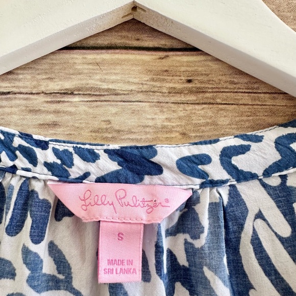 Lilly Pulitzer Stacey Top Women’s Size Small Blue White Sleeveless - Picture 3 of 4